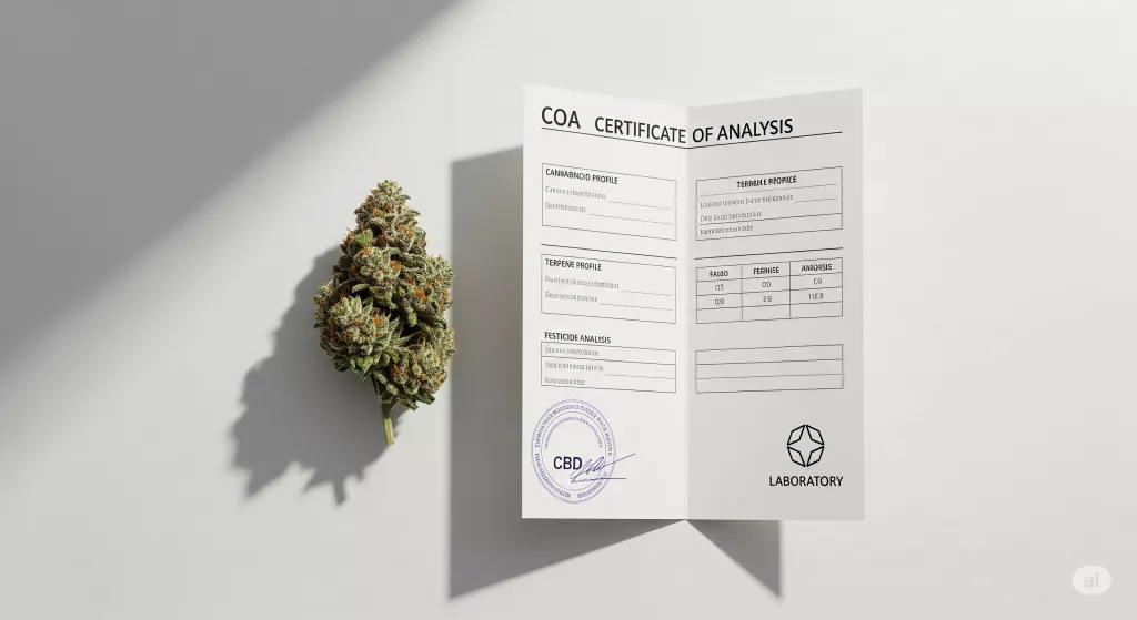 Image de mise en avant pour un article sur le Certificat d'Analyse (COA) prouvant la légalité des fleurs de CBD.